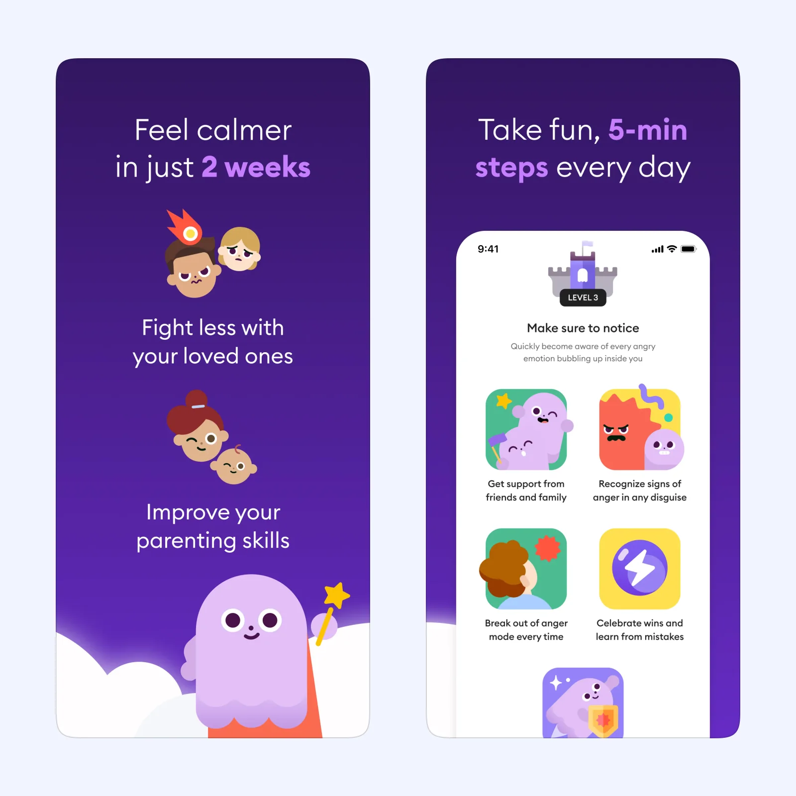 Ahead App Store screens show five-minute steps and a guided activity named Make sure to notice.