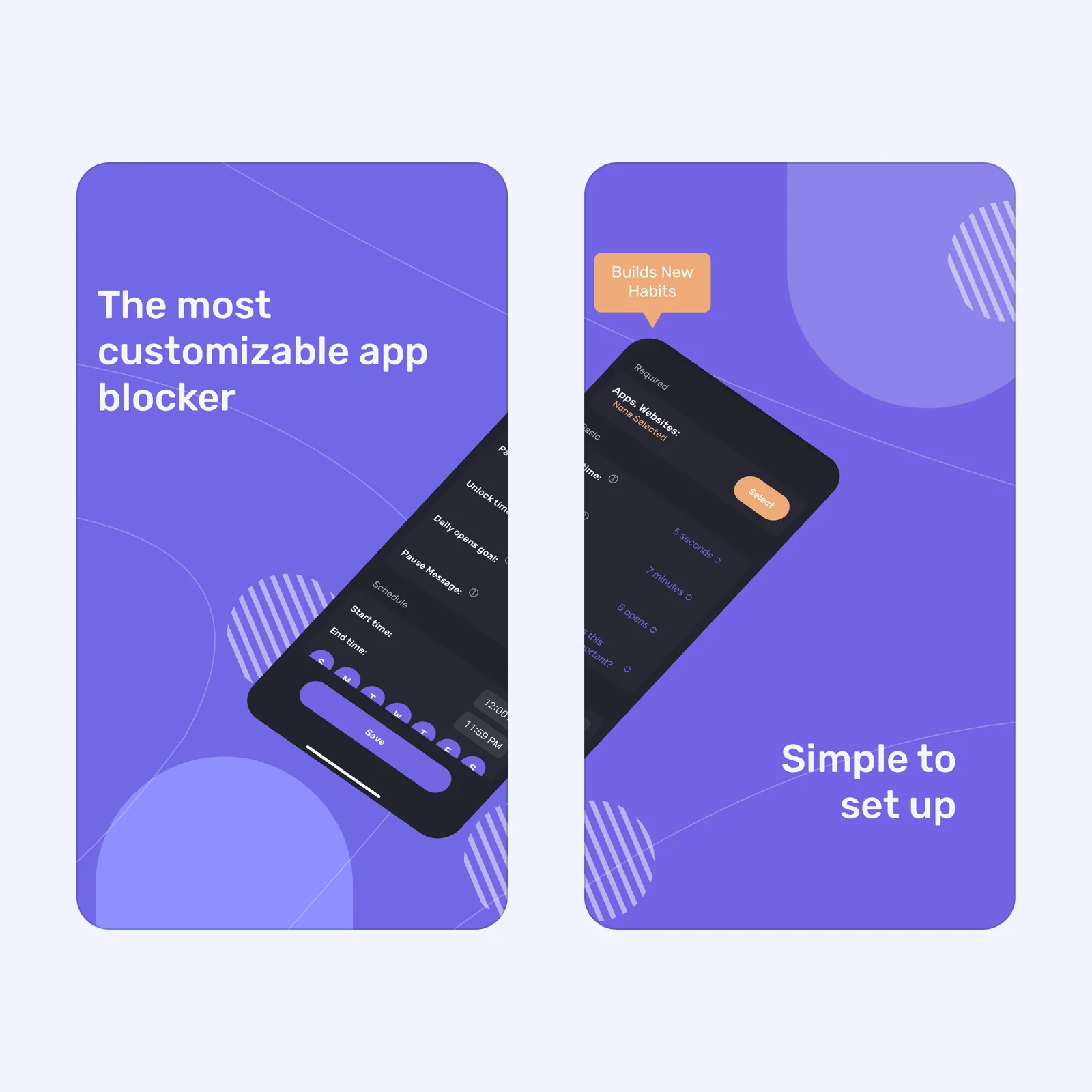 ScreenZen's daily limit controls for app openings and session length.