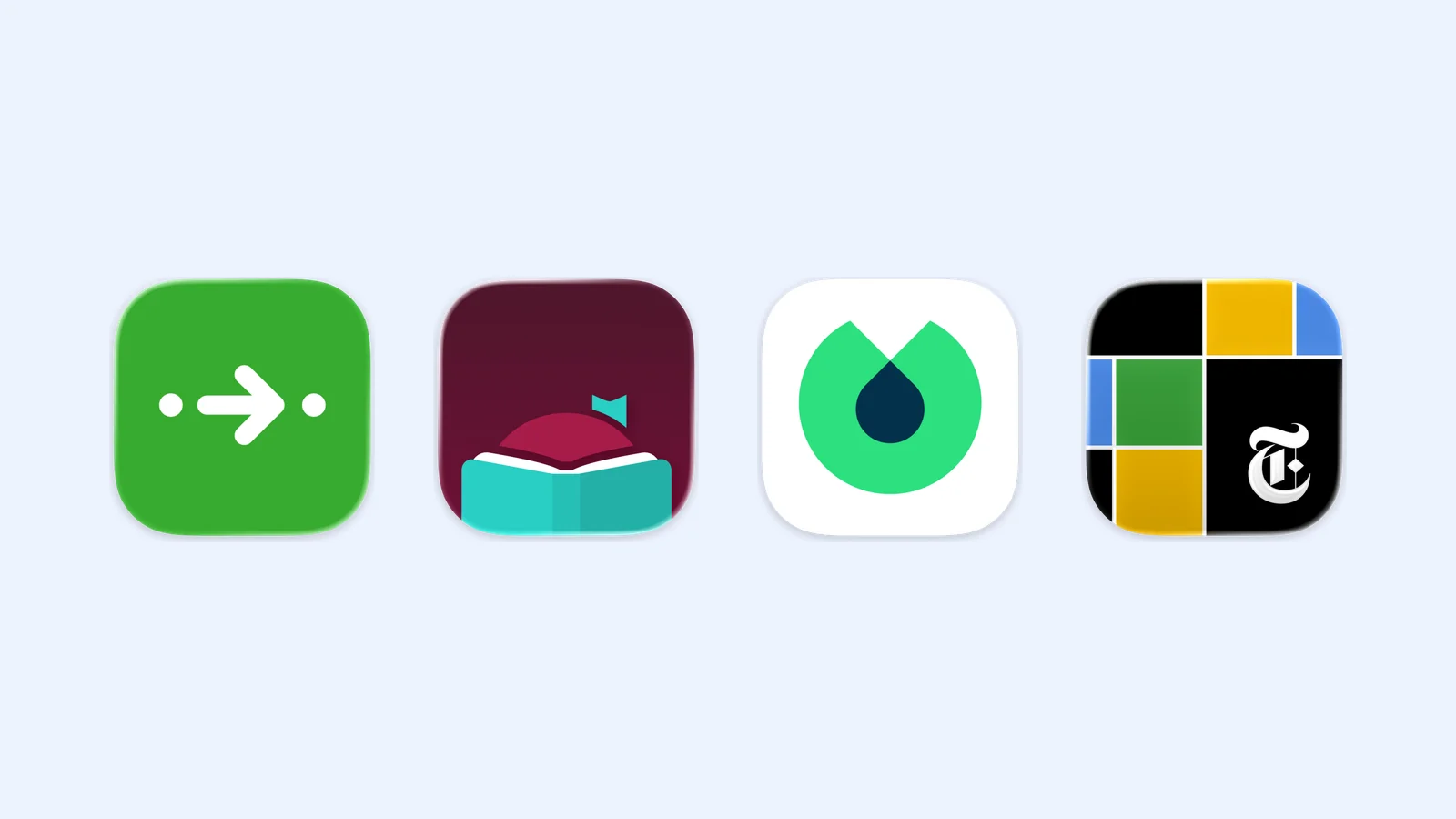 The Citymapper, Libby, Blinkist, and NYT Games app icons on a pale blue background