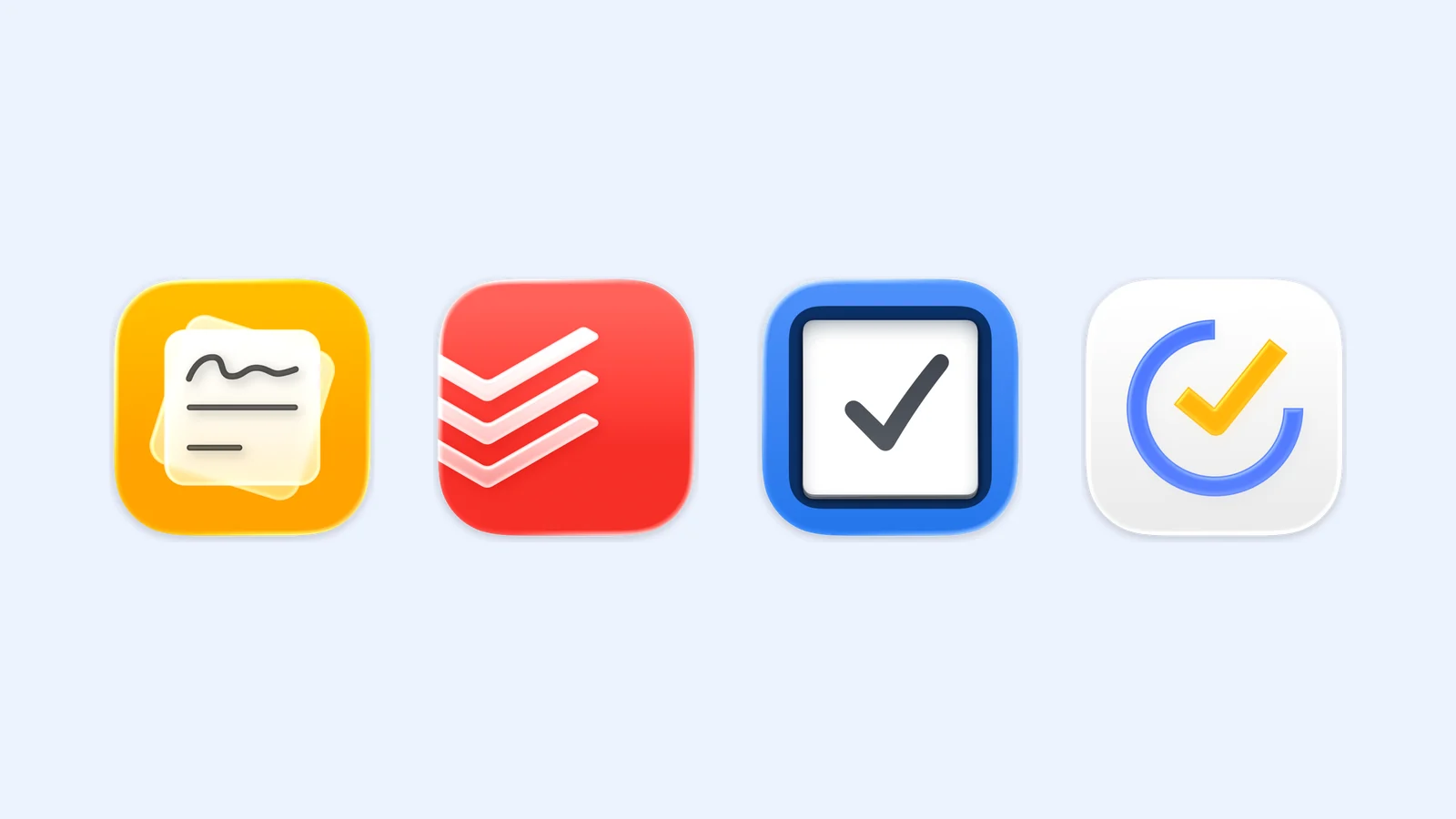 The Capture, Todoist, Things 3, and TickTick app icons on a pale blue background