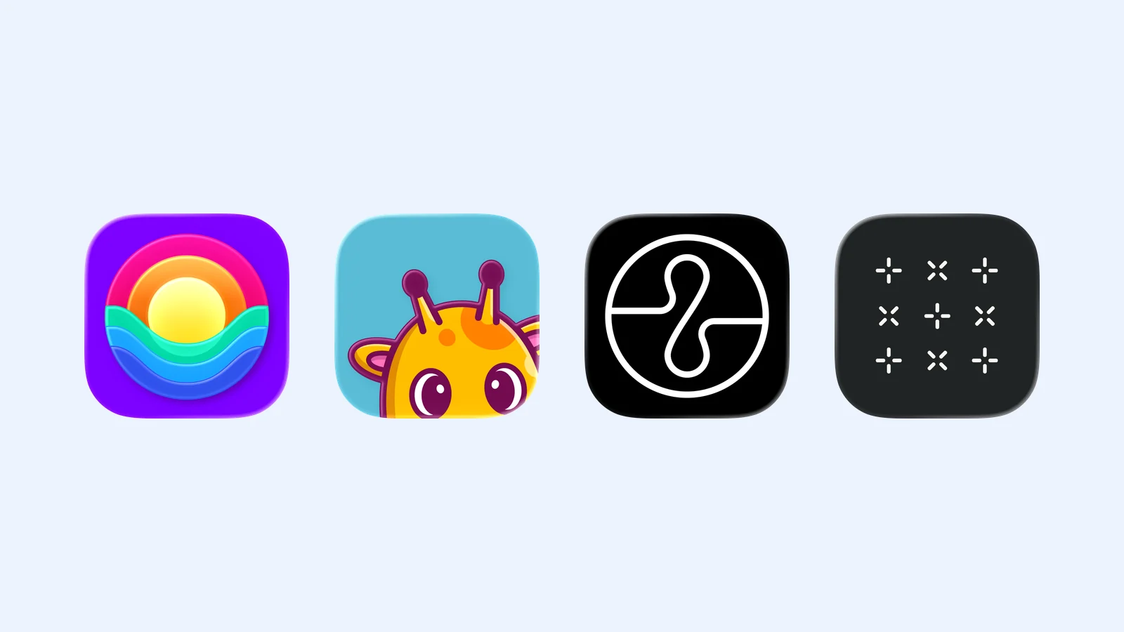 The RISE, Posture Pal, Endel, and kipkam app icons on a pale blue background