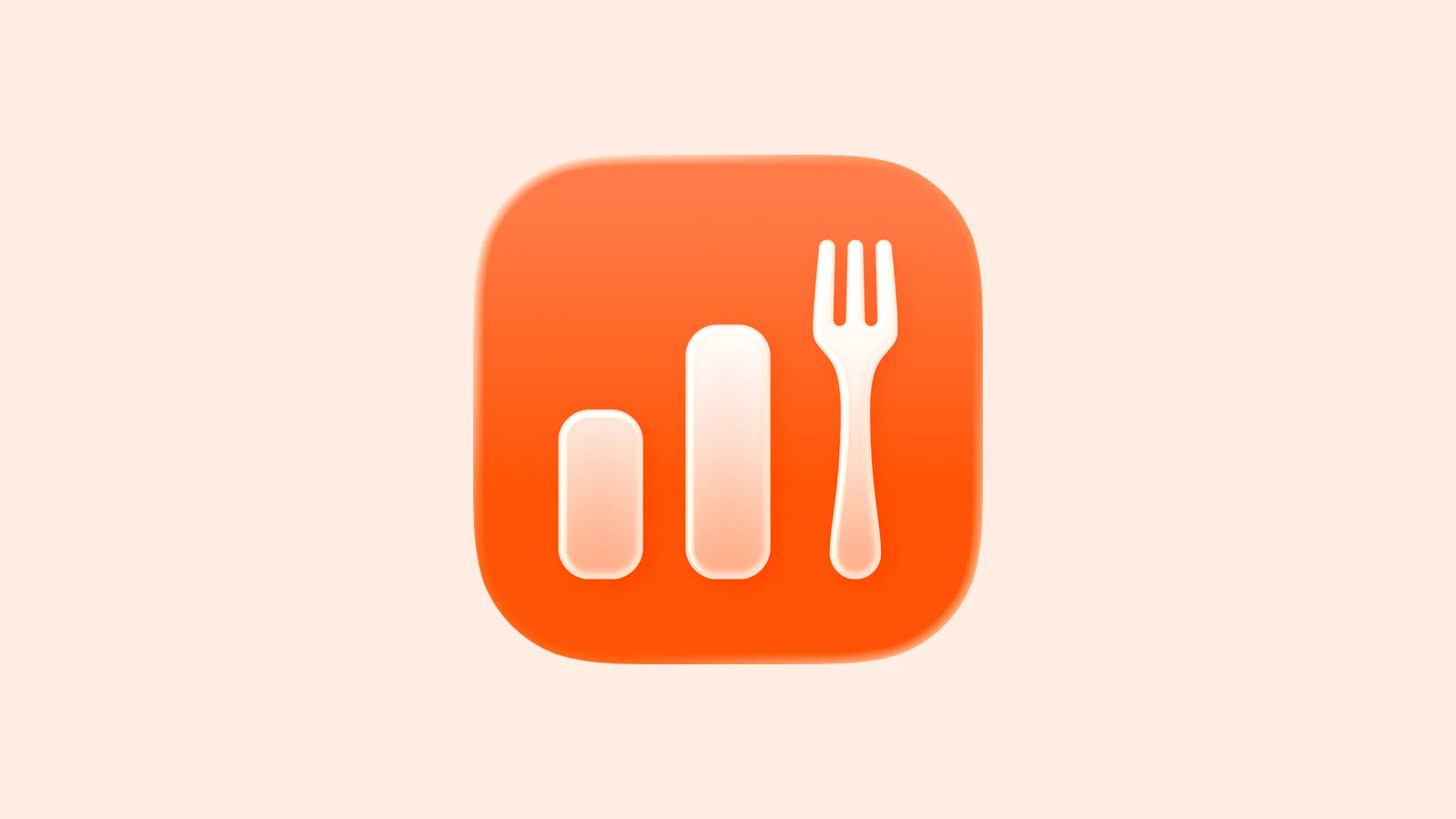 The Foodnoms app icon centered on a pale orange background