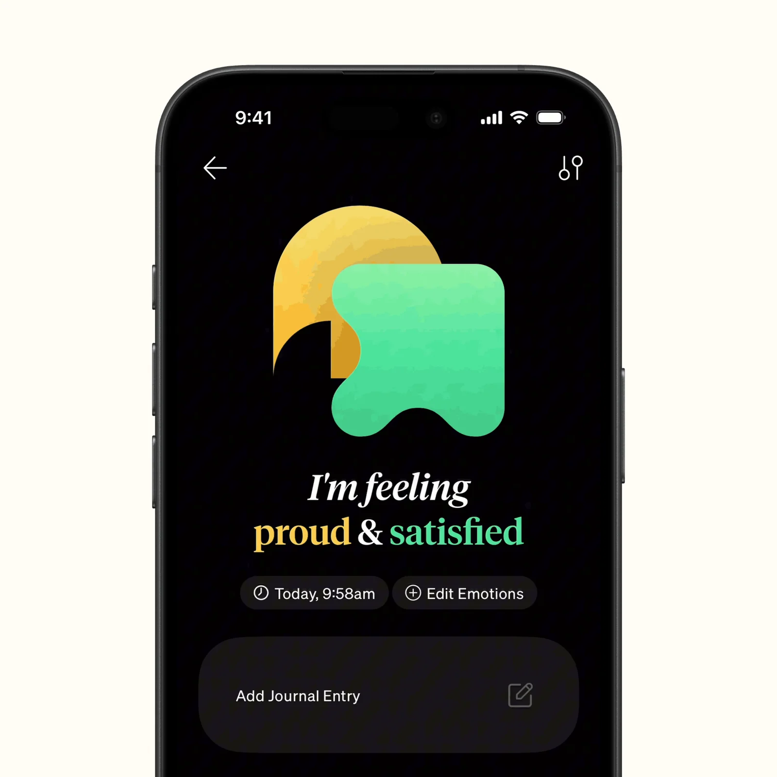 How We Feel shows a proud and satisfied check-in with a journal card and activity tags.