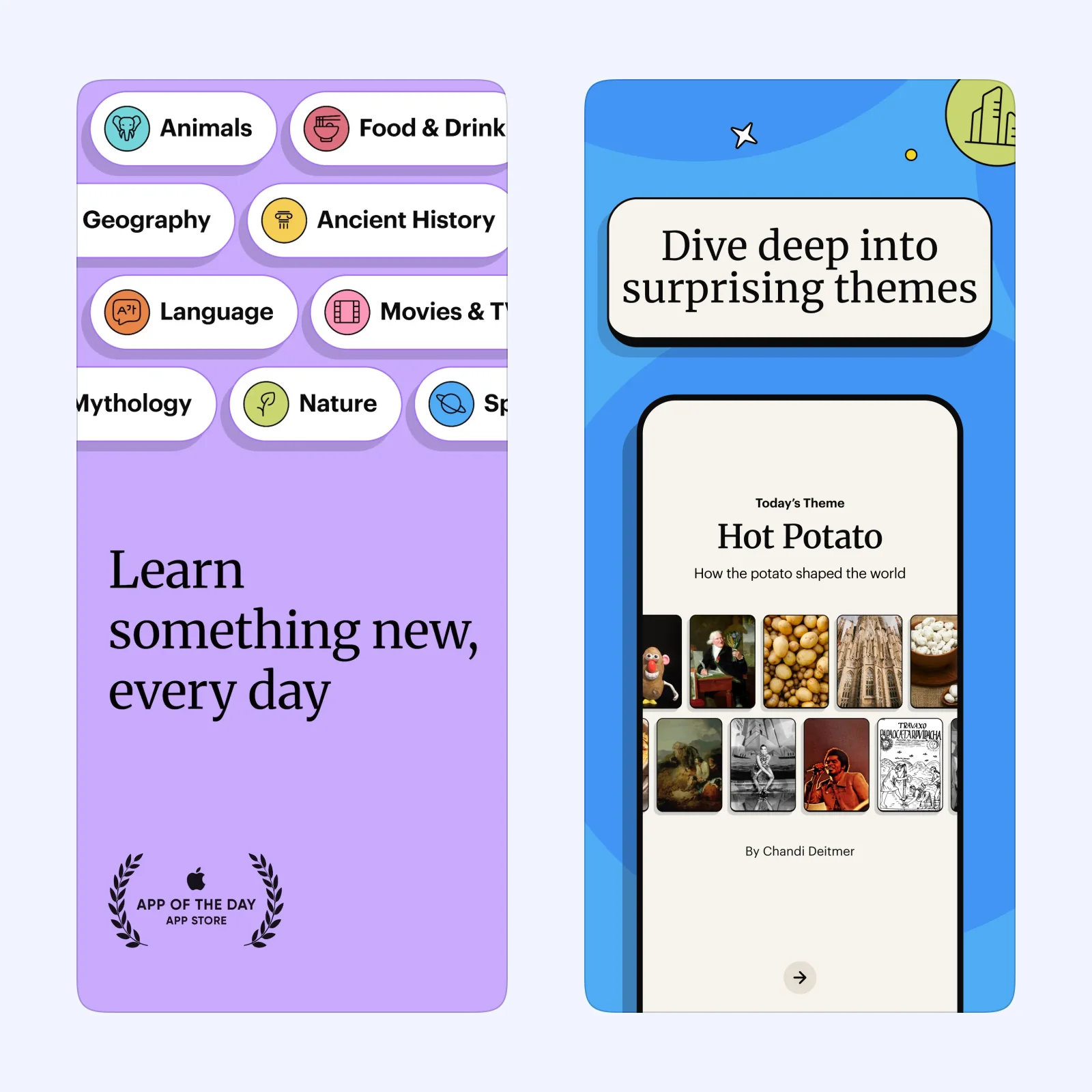 Spark Puzzles screenshots show daily themed word and knowledge games.