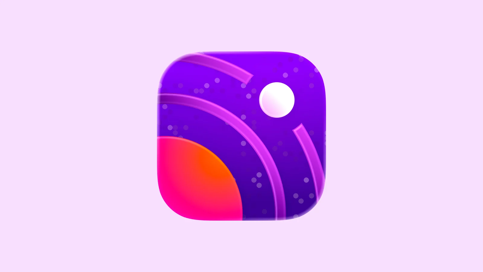 The Orbit app icon centered on a pale pink background