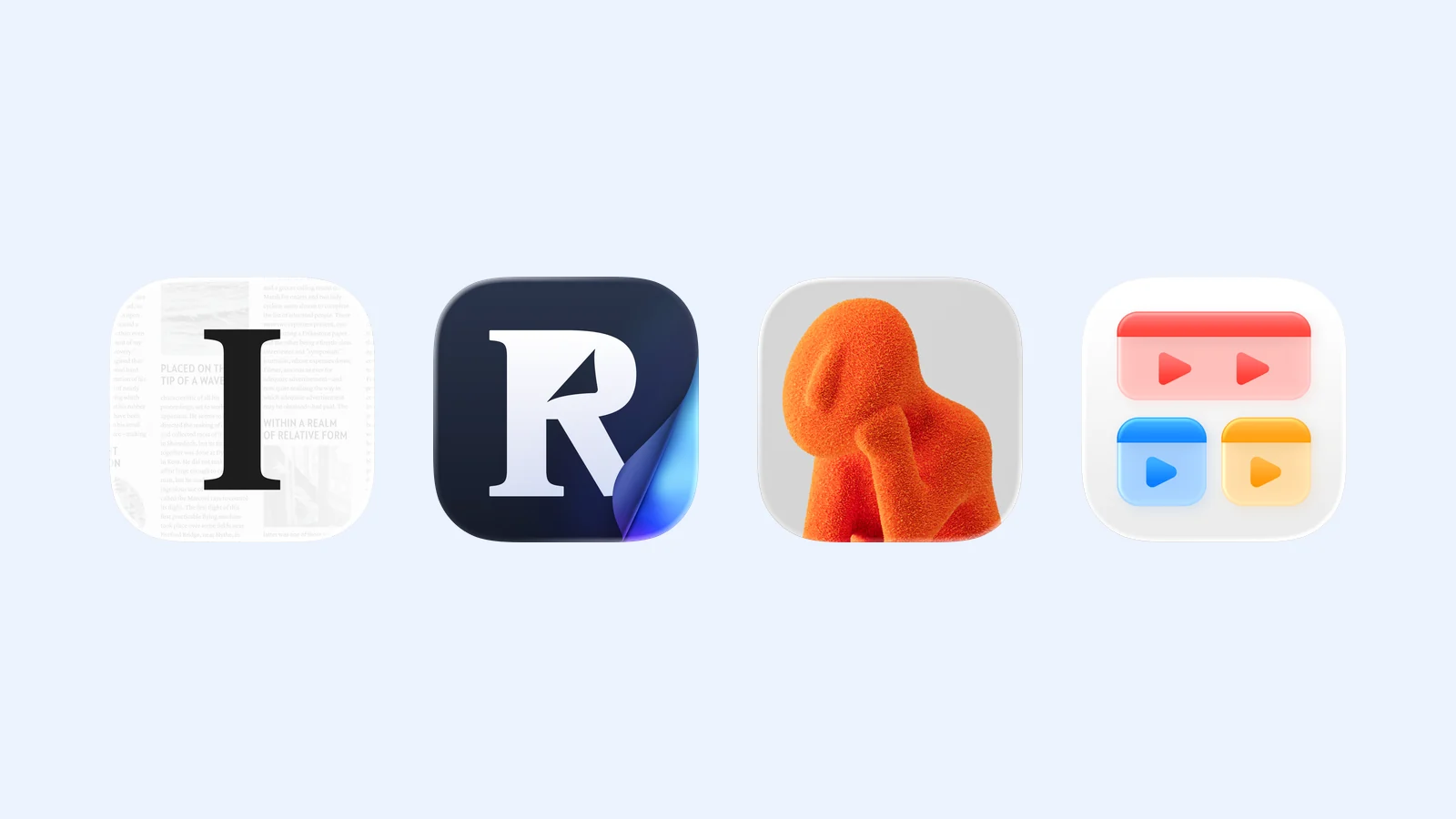 The Instapaper, Readwise Reader, mymind, and Play icons on pale blue