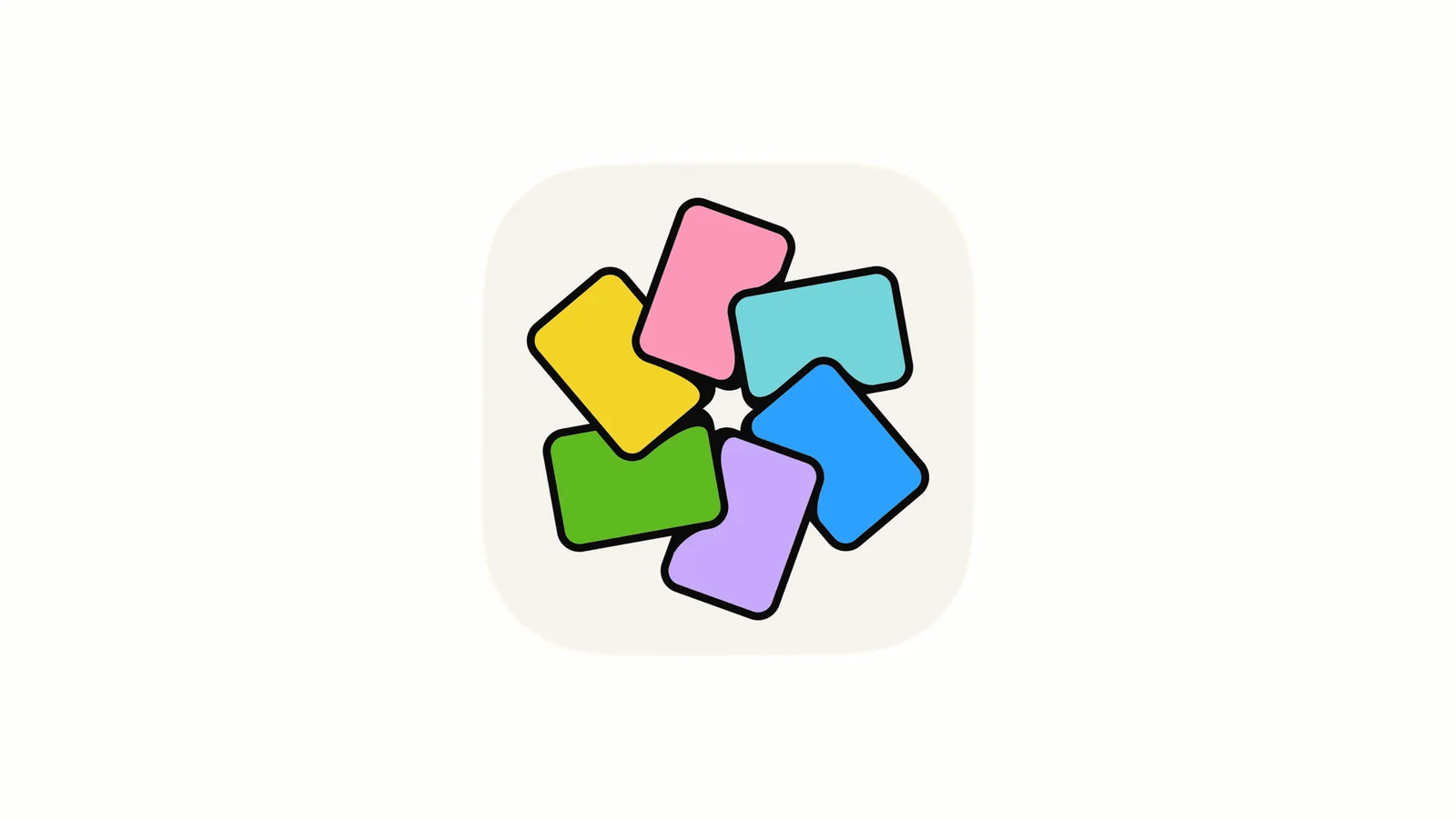The Spark app icon with six colorful cards around a white star on a warm white background