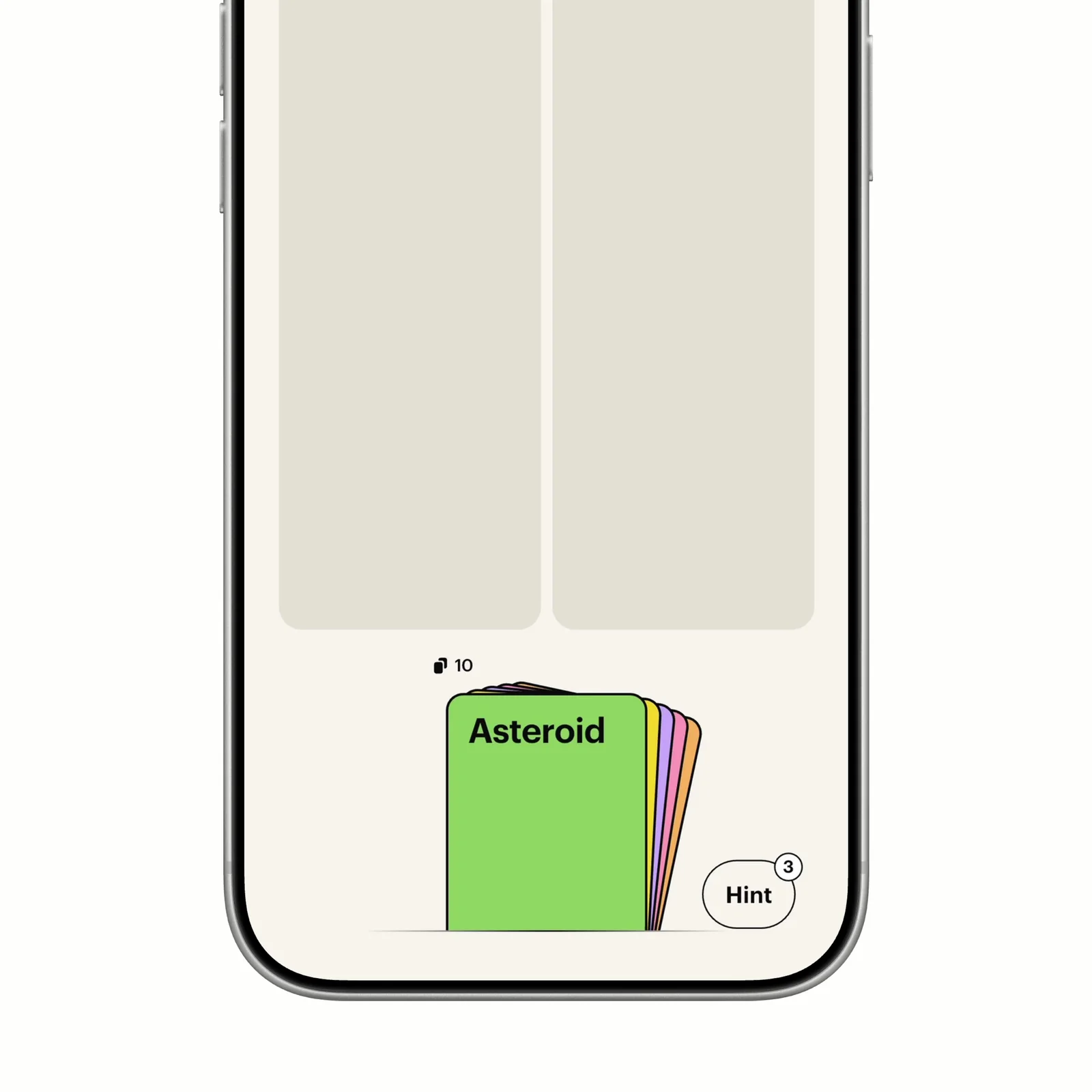 A Spark social slide focuses on a card puzzle with Comet and Comma choices, an Asteroid card stack, and a Hint control.