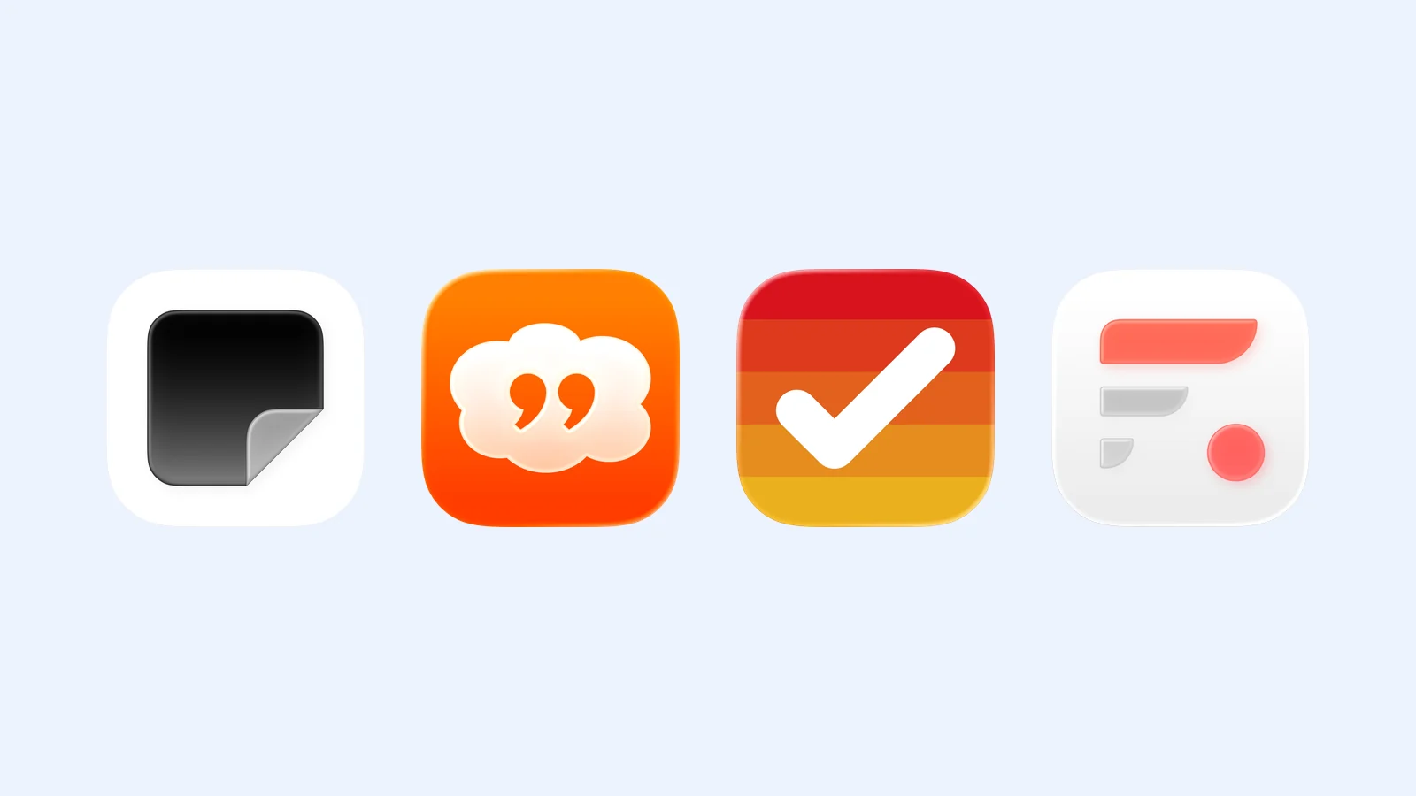 Four quick note and reminder app icons on pale blue