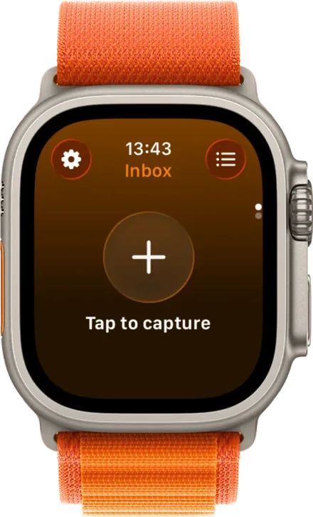 Capture on Apple Watch showing the tap-to-capture button